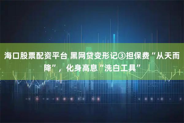 海口股票配资平台 黑网贷变形记③担保费“从天而降”，化身高息“洗白工具”